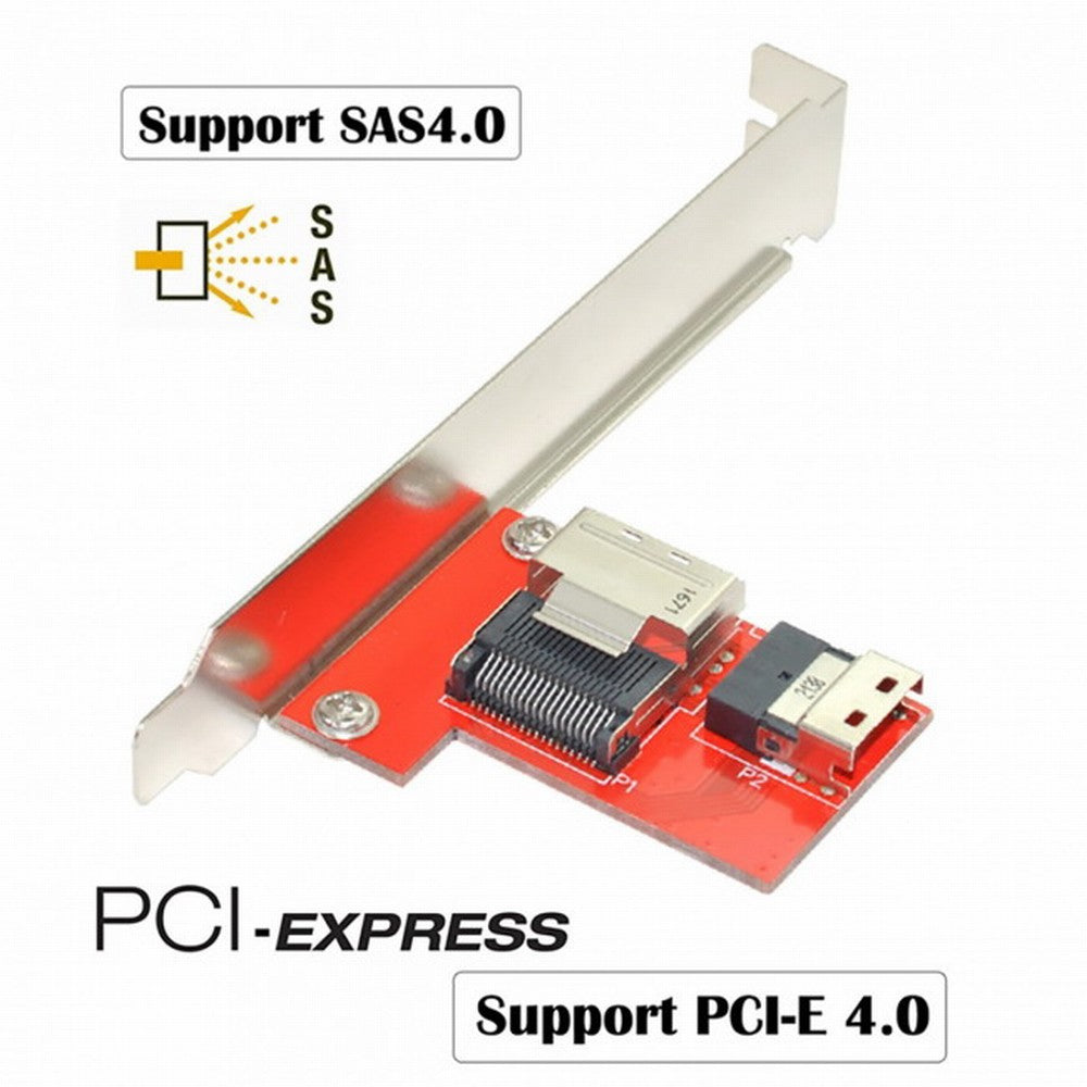 Chenyang PCI-Express 4.0 Slimline SAS SFF-8654 to Mini SAS SFF-8087 PCBA Female Adapter With Bracket SF-045