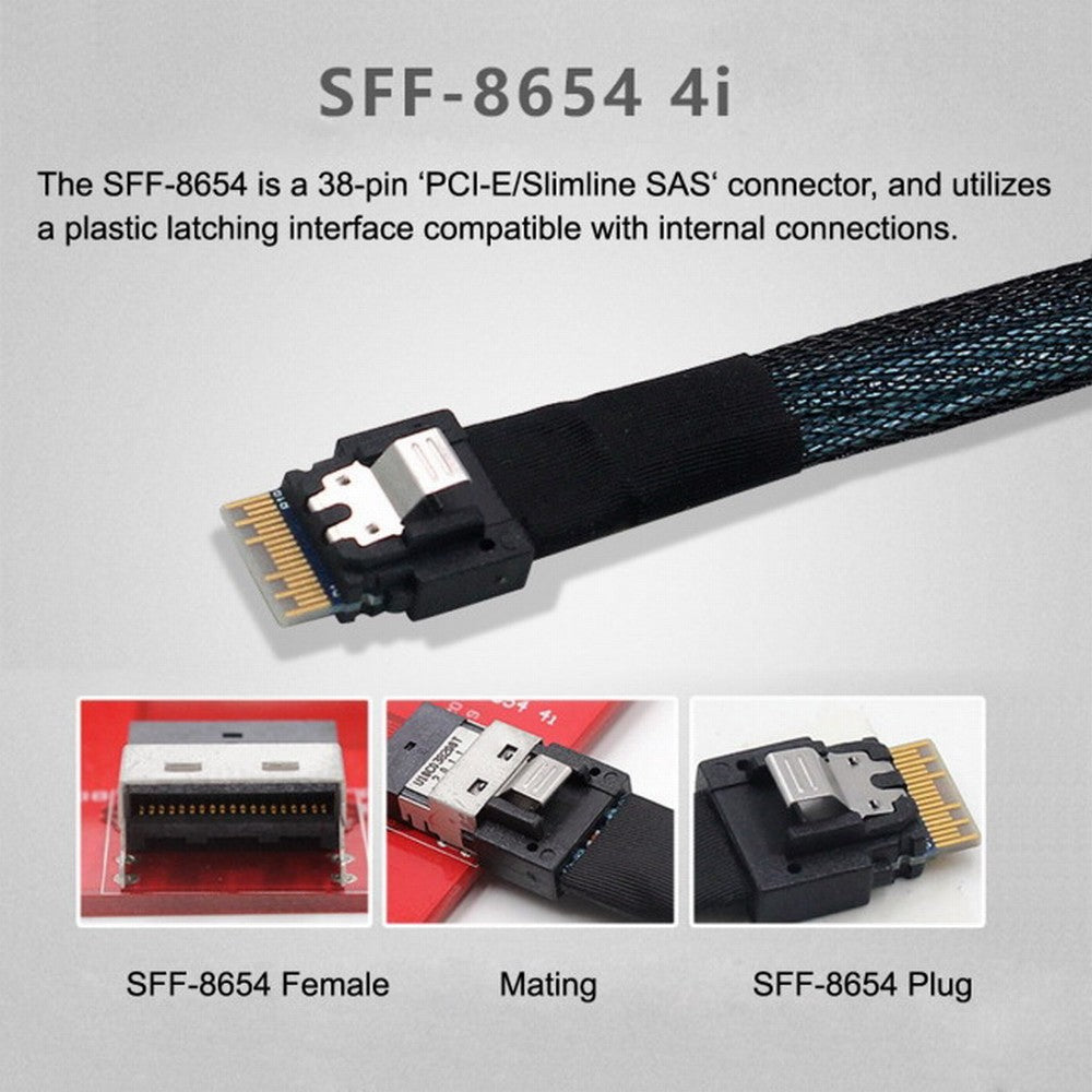 Chenyang PCI-Express 4.0 Slimline SAS SFF-8654 to Mini SAS SFF-8087 PCBA Female Adapter With Bracket SF-045