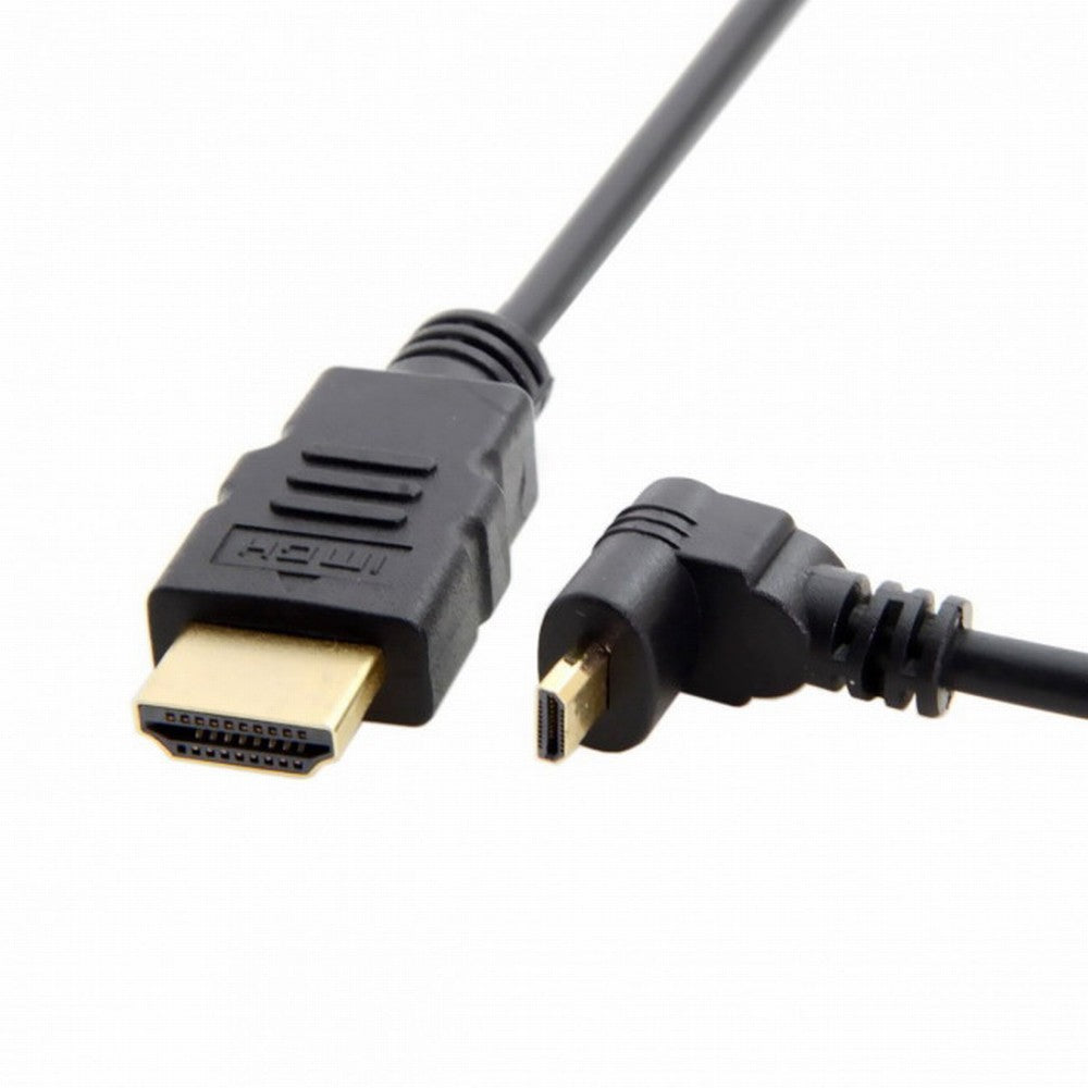 Chenyang Down Angled 90 Degree Micro HDMI to HDMI Male HDTV Cable for Cell Phone Tablet Camera HD-066-DN