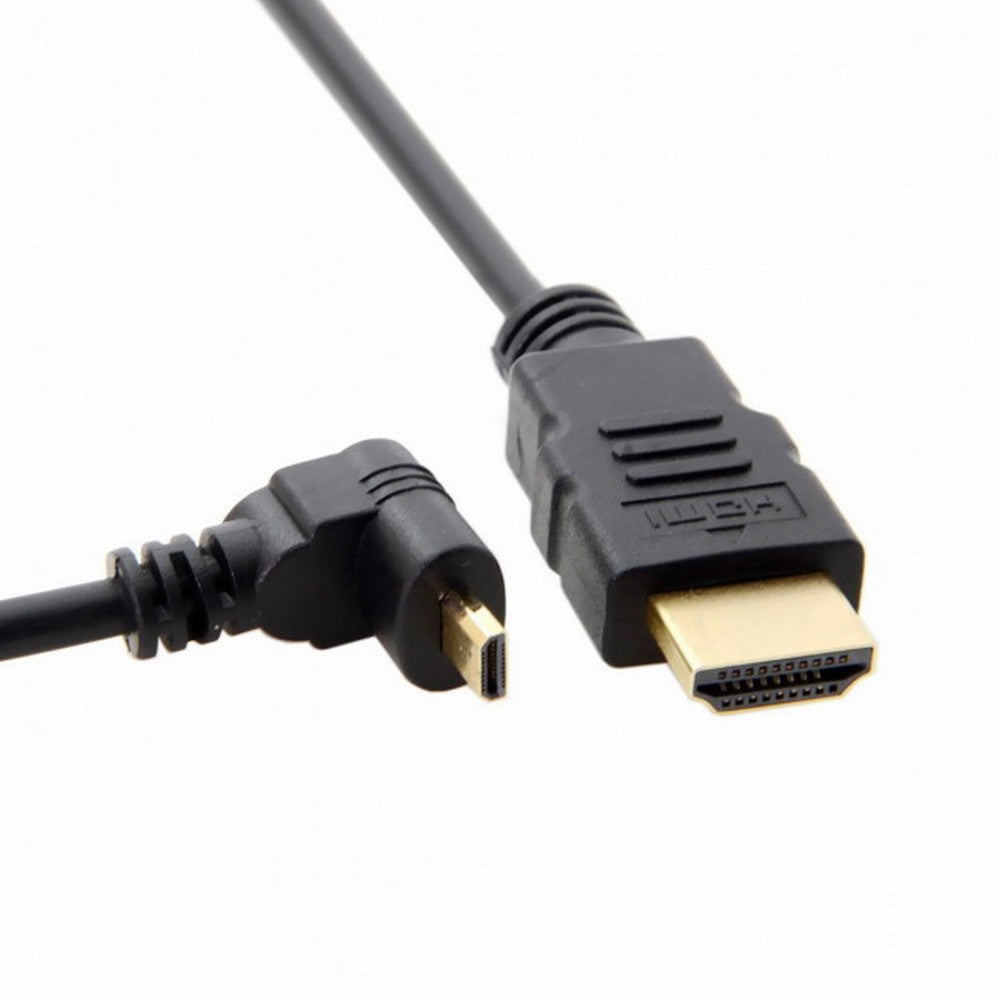 Chenyang Down Angled 90 Degree Micro HDMI to HDMI Male HDTV Cable for Cell Phone Tablet Camera HD-066-DN