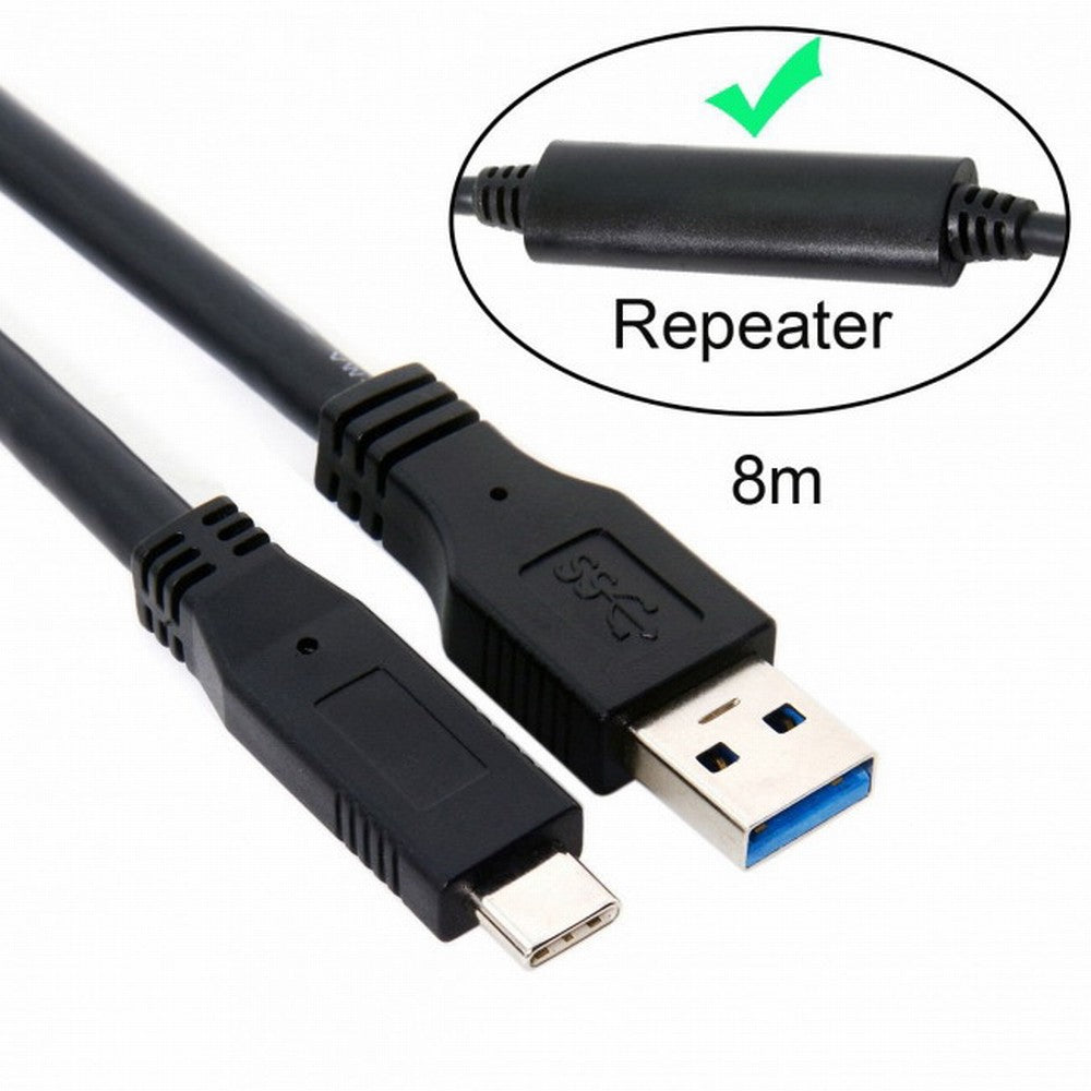 Chenyang 8m USB-C USB 3.1 Type C Male to USB3.0 Type A Male Data GL3523 Repeater Cable for Tablet Phone Hard Disk Drive UC-199-BK-8.0M