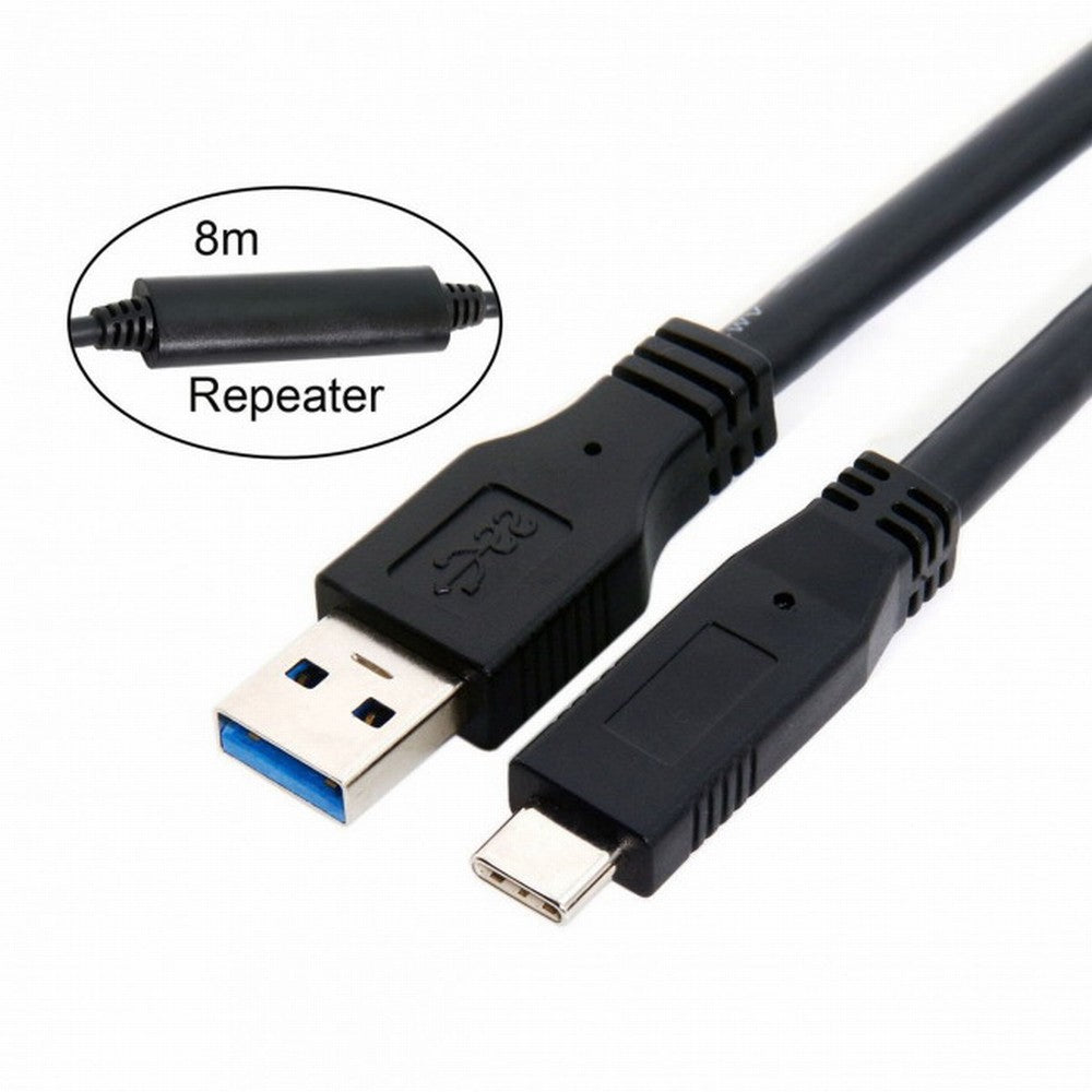 Chenyang 8m USB-C USB 3.1 Type C Male to USB3.0 Type A Male Data GL3523 Repeater Cable for Tablet Phone Hard Disk Drive UC-199-BK-8.0M