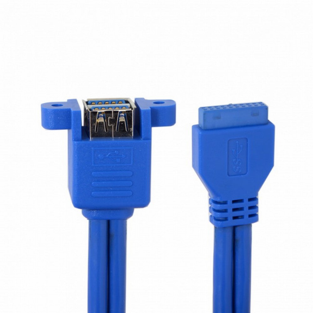 Chenyang Stackable USB 3.0 Female Panel Type to Motherboard 20Pin Header Cable Dual Ports 50cm U3-021