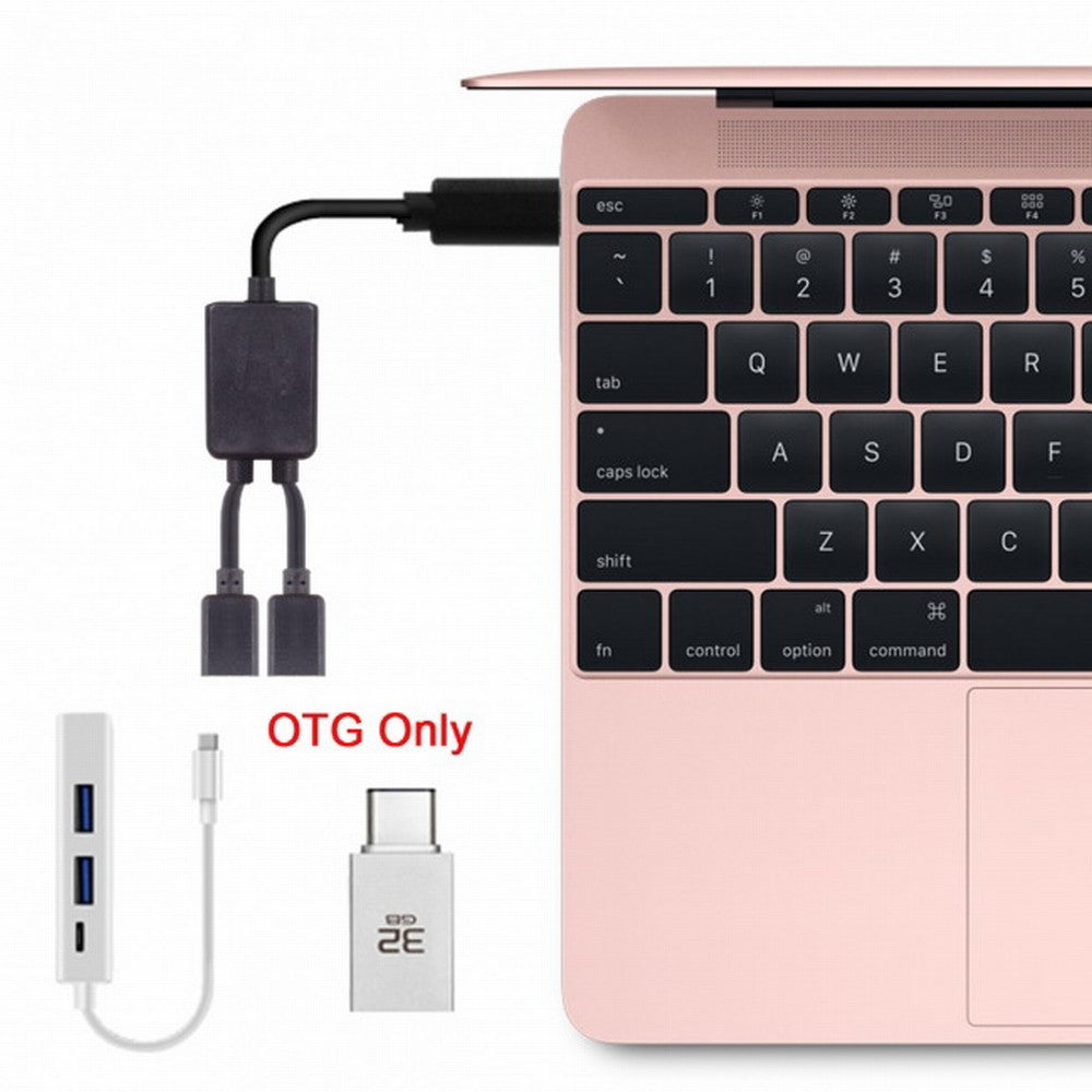 Chenyang Type-C to Dual Ports USB-C Female Hub Cable For Laptop PC Mouse Flash Disk UC-127