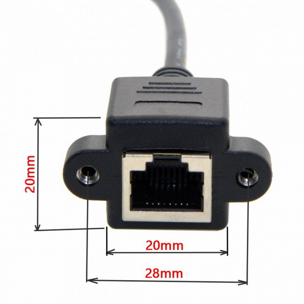 Chenyang 30cm 8P8C FTP STP UTP Cat 5e Male to Female Lan Ethernet Network Extension Cable with Panel Mount Holes UT-011-BK