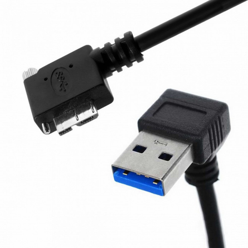 Chenyang Down Direction Right Angled 90 Degree USB 3.0 A plug to Micro B Plug Left Angled locking screws Panel Cable 40cm U3-078-LE