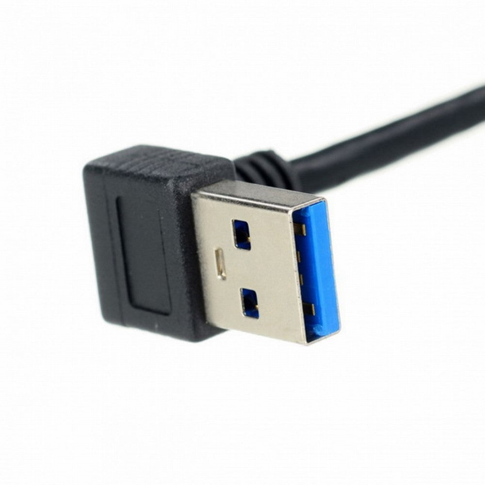 Chenyang Down Direction Right Angled 90 Degree USB 3.0 A plug to Micro B Plug Left Angled locking screws Panel Cable 40cm U3-078-LE