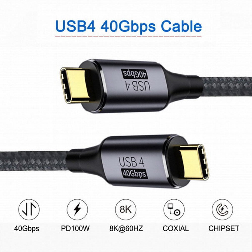 Chenyang USB4 Cable 40Gbps with 100W Charging and 8K@60Hz 5K@60Hz USB4.0 Compatible with Thunderbolt3/4 CC-UC-076-BK