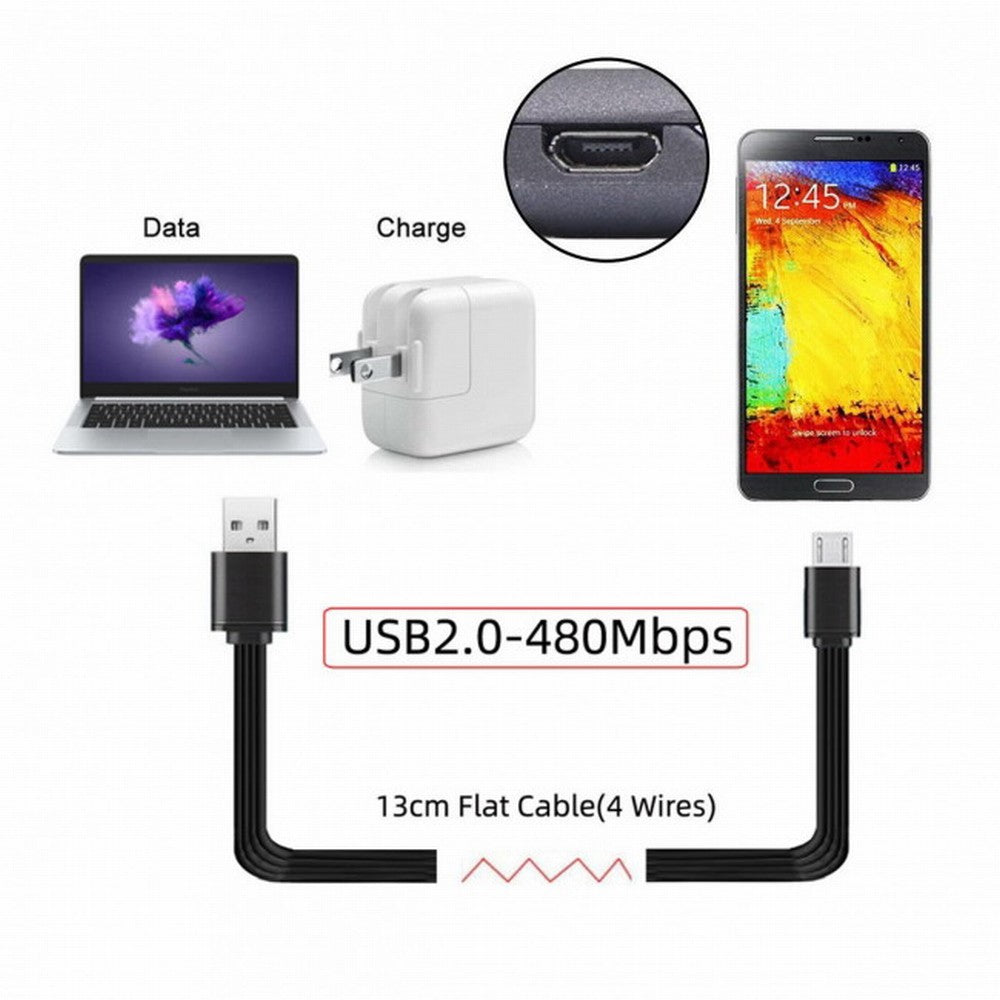 Chenyang 13cm USB 2.0 Type-A Male to Micro USB Male Data Flat Slim FPC Cable for FPV Disk Phone U2-036-BK-0.13M