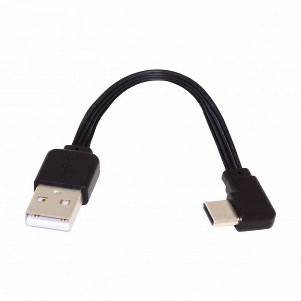 Chenyang 13cm USB 2.0 Type-A Male to USB-C Type-C Left Right Angled 90 Degree Data Flat Slim FPC Cable for FPV Disk Phone UC-096-RI-0.13M