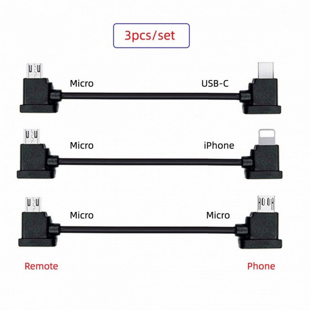 Chenyang 3pcs/set Remote Controller Data Cable Type-C Micro 8P to Micro USB for Mavic Pro Platinum Mavic Park RC Accessories U2-041