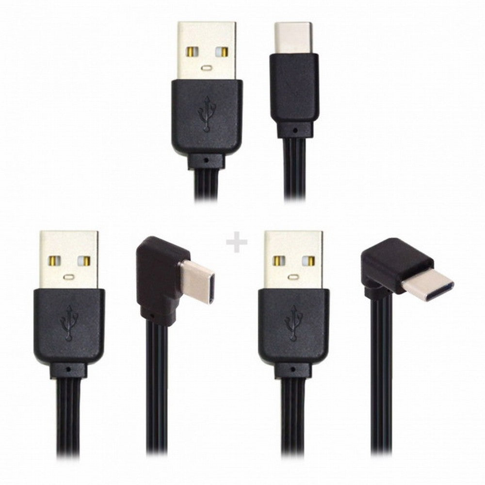 Chenyang 3pcs/lot 13cm USB 2.0 Type-A Male to USB-C Type-C Male Angled Data Flat Slim FPC Cable for FPV Disk Phone UC-096-BK+UC-096-RI+UC-096-UP