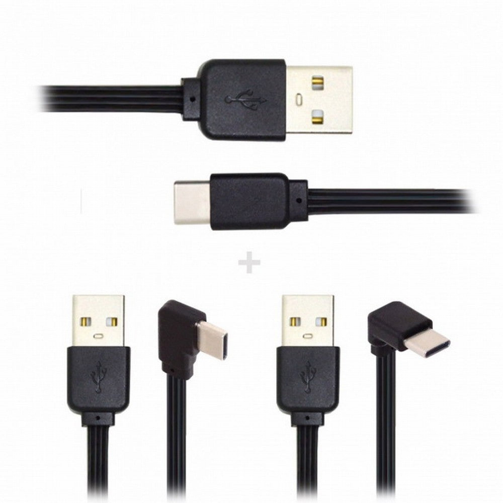 Chenyang 3pcs/lot 13cm USB 2.0 Type-A Male to USB-C Type-C Male Angled Data Flat Slim FPC Cable for FPV Disk Phone UC-096-BK+UC-096-RI+UC-096-UP