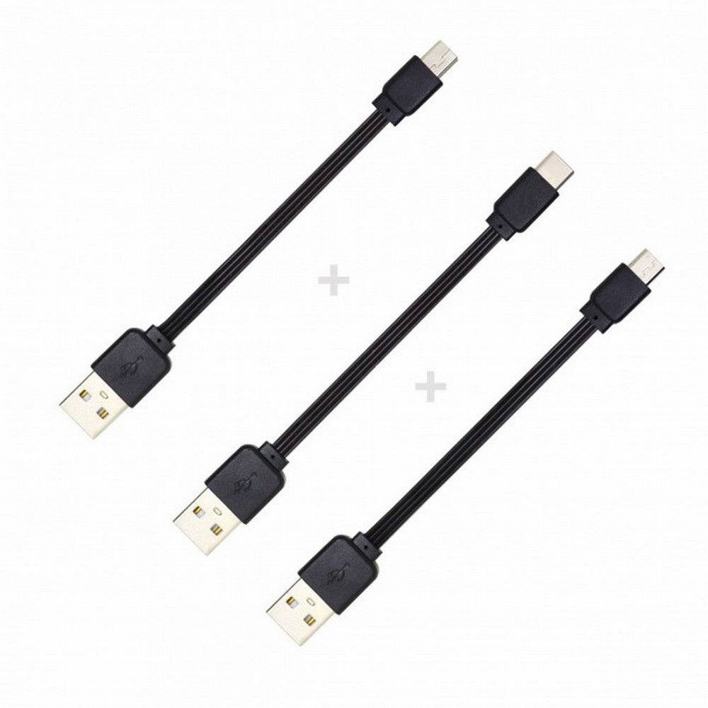 Chenyang 3pcs/lot 13cm USB 2.0 Type-A to Mini Micro USB Type-C Male Data Flat Slim FPC Cable for FPV Disk Phone U2-036-BK+U2-042-BK+UC-096-BK