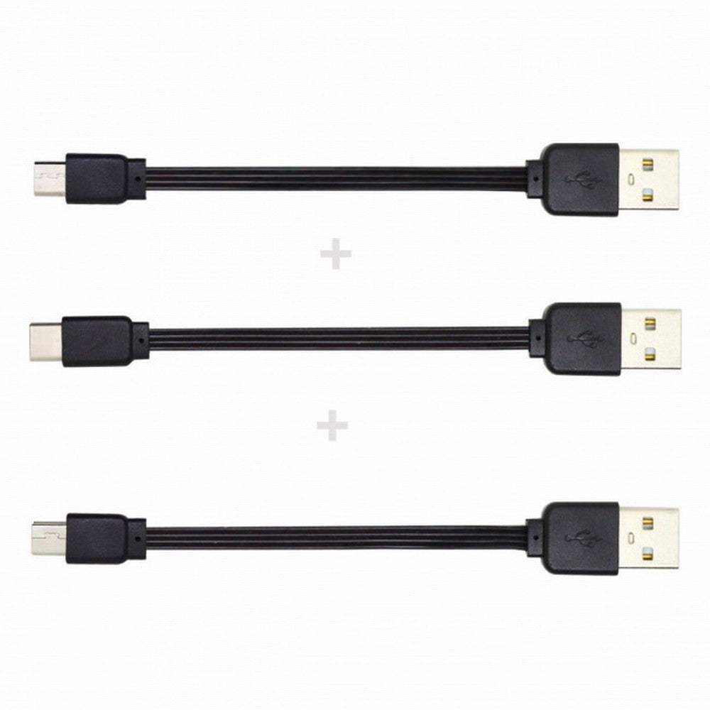 Chenyang 3pcs/lot 13cm USB 2.0 Type-A to Mini Micro USB Type-C Male Data Flat Slim FPC Cable for FPV Disk Phone U2-036-BK+U2-042-BK+UC-096-BK