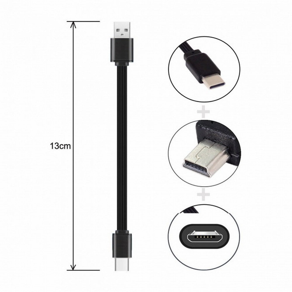 Chenyang 3pcs/lot 13cm USB 2.0 Type-A to Mini Micro USB Type-C Male Data Flat Slim FPC Cable for FPV Disk Phone U2-036-BK+U2-042-BK+UC-096-BK