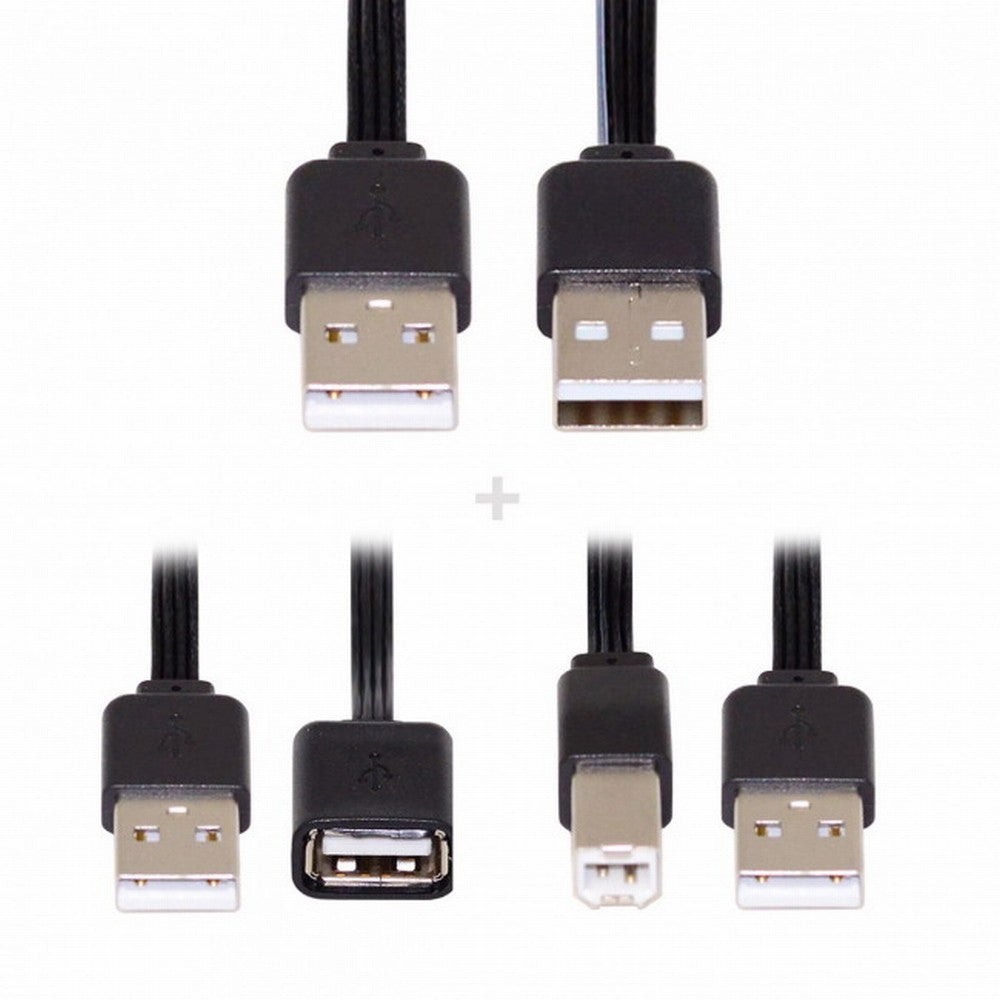 Chenyang 3pcs/lot 13cm USB 2.0 Type-A to Type-B Type-A Female Extension Male Data Flat Slim Cable for Printer Disk Phone U2-028-BK+U2-047-BK+U2-060-BK