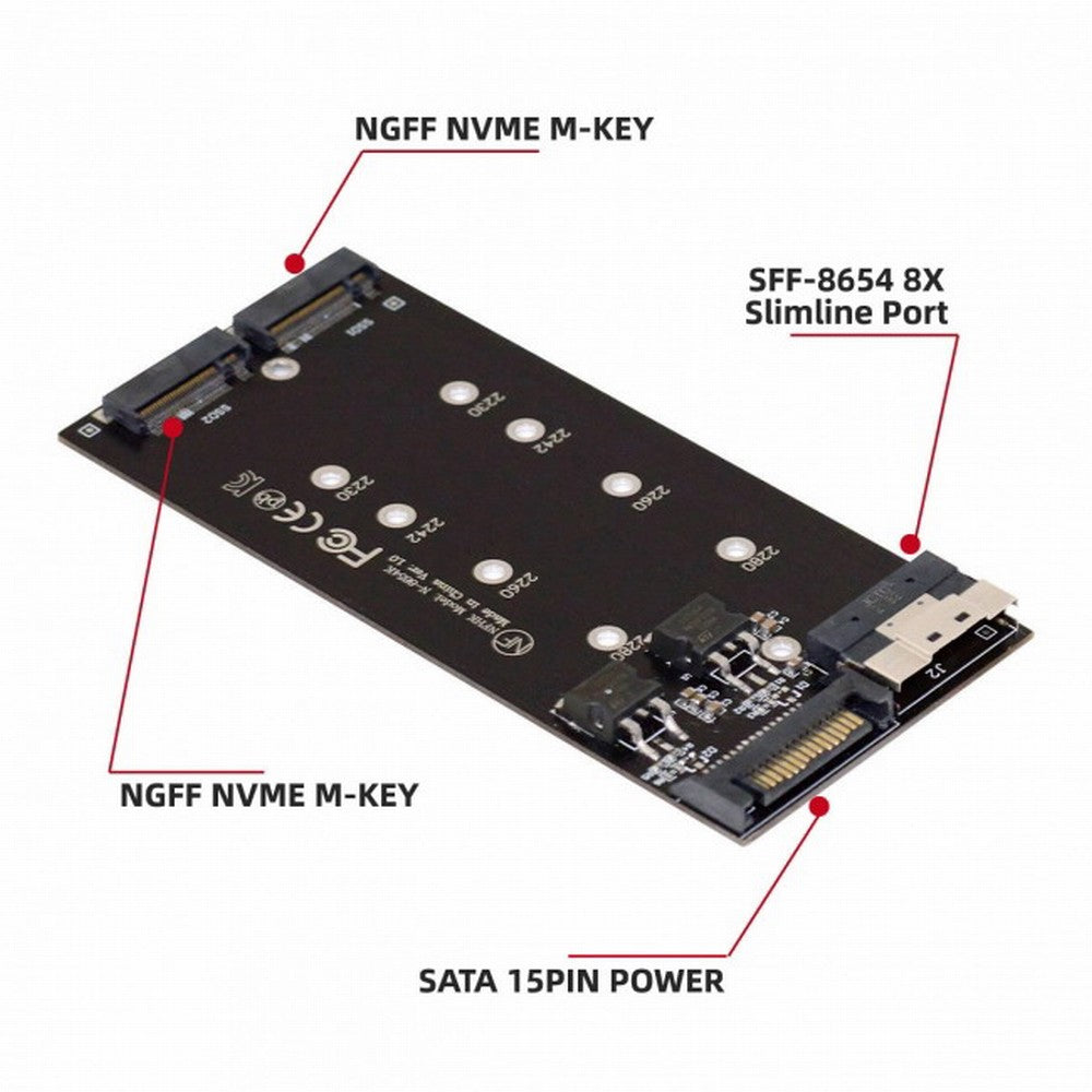 Chenyang Dual 2X NVME M.2 AHCI to PCIE Express 3.0 4.0 Slimline SFF-8654 8X Raid Card VROC Raid0 Hyper Adapter SA-014