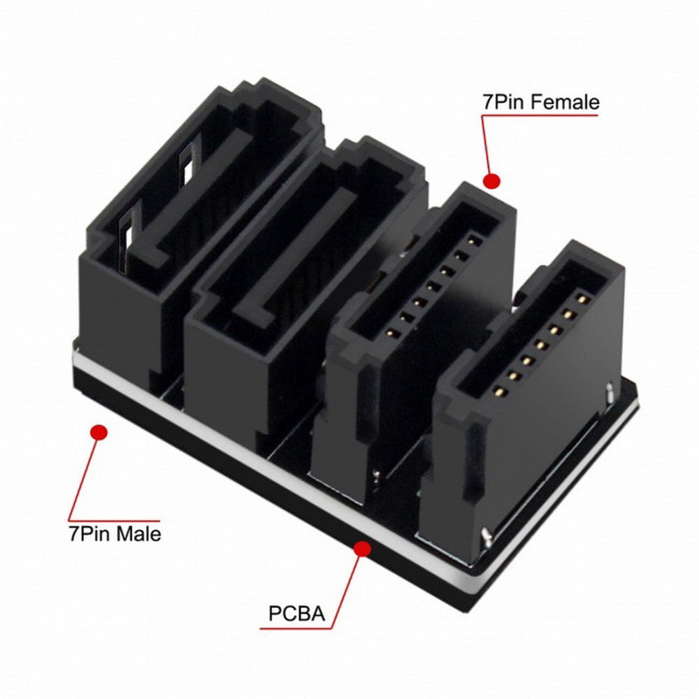 Chenyang Dual SATA 7Pin Female to 7Pin Male 360 Degree Angled Adapter Low Profile for Desktops SSD HDD Mainboard Motherboard SA-041