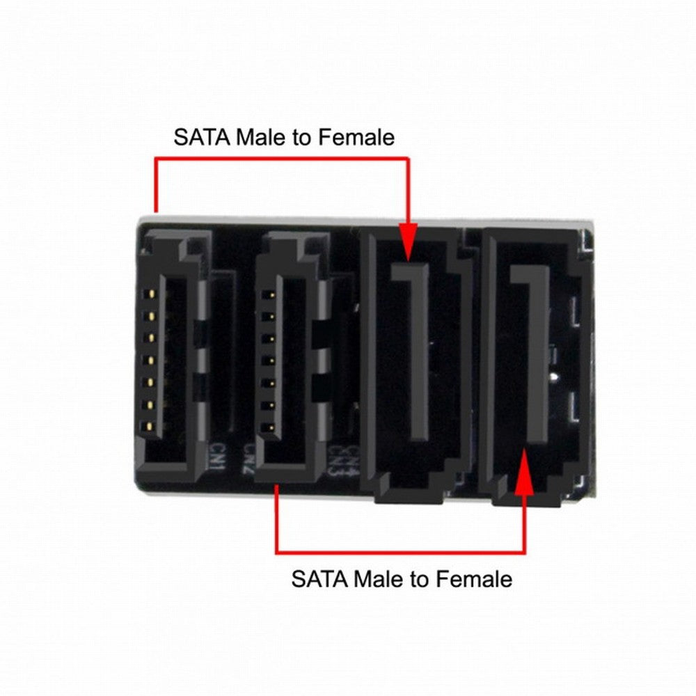 Chenyang Dual SATA 7Pin Female to 7Pin Male 360 Degree Angled Adapter Low Profile for Desktops SSD HDD Mainboard Motherboard SA-041