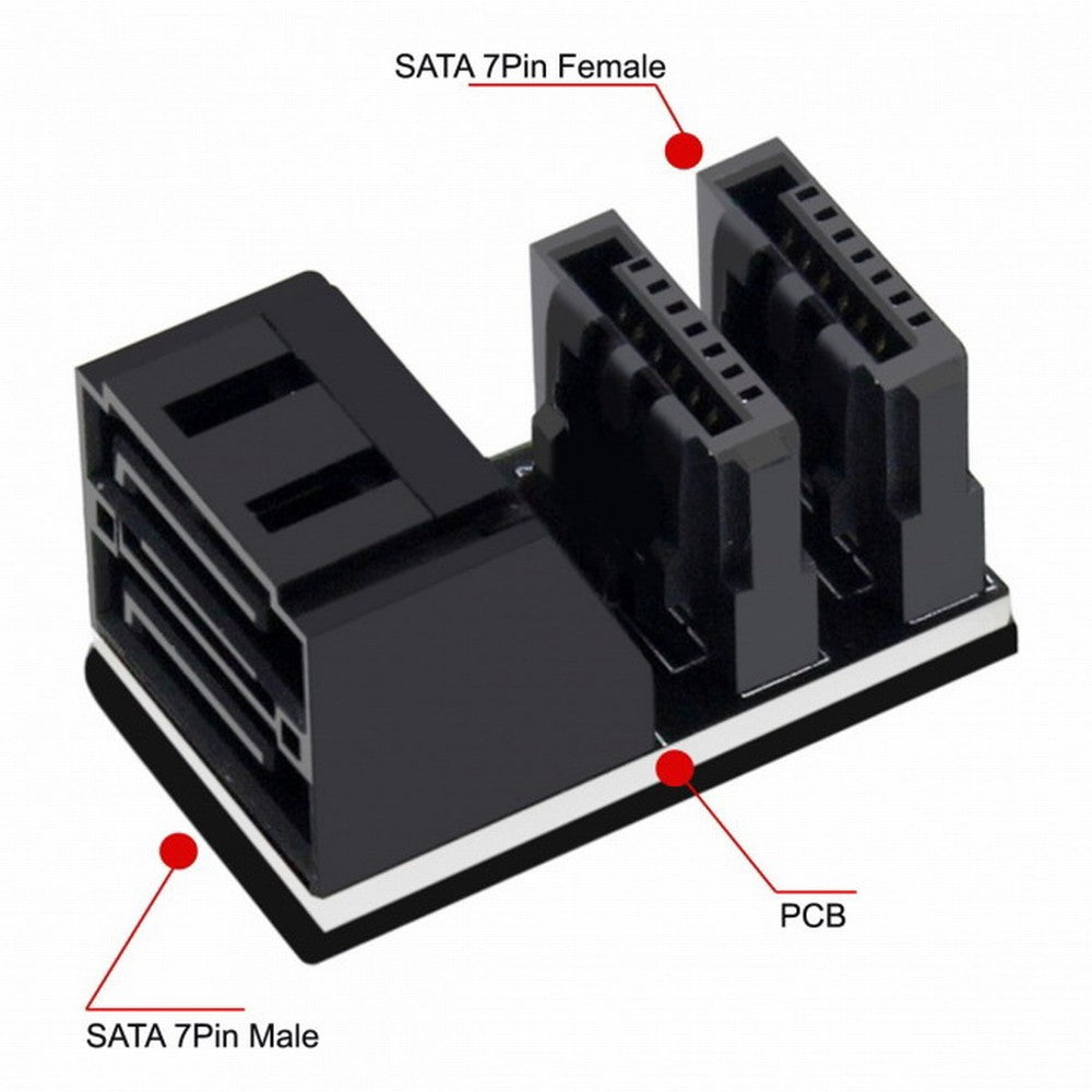 Chenyang Dual SATA 7Pin Female to 7Pin Male Vertical 90 Degree Angled Adapter Low Profile for Desktops SSD HDD Mainboard Motherboard SA-051