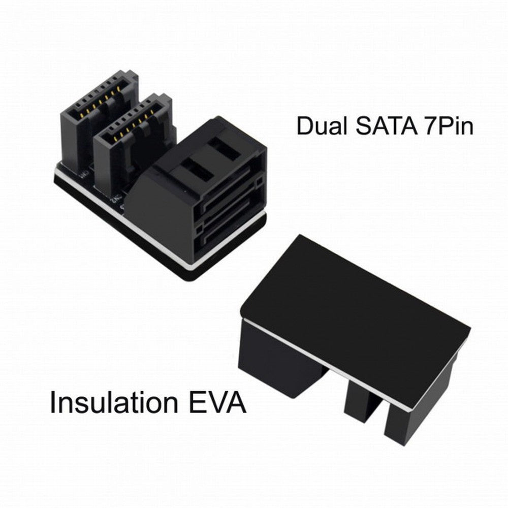 Chenyang Dual SATA 7Pin Female to 7Pin Male Vertical 90 Degree Angled Adapter Low Profile for Desktops SSD HDD Mainboard Motherboard SA-051