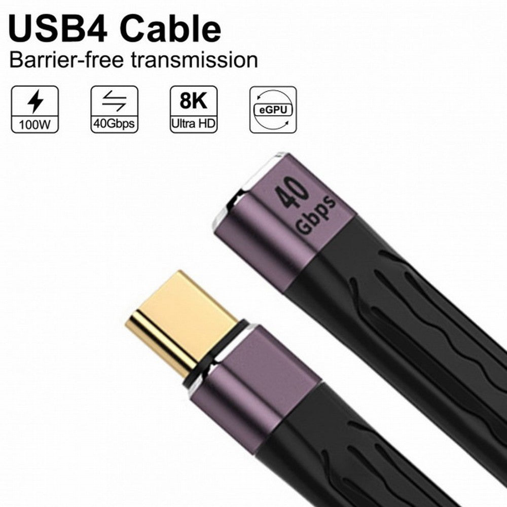 Chenyang USB4 Extension Cable 13cm Slim Flat Male to Female 40Gbps with 100W Charging and 8K@60Hz Compatible with Thunderbolt3/4 UC-040-0.13M