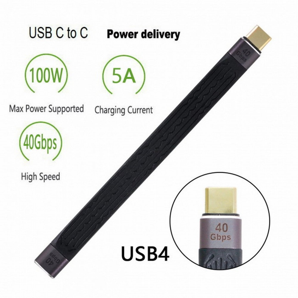 Chenyang USB4 Extension Cable 13cm Slim Flat Male to Female 40Gbps with 100W Charging and 8K@60Hz Compatible with Thunderbolt3/4 UC-040-0.13M