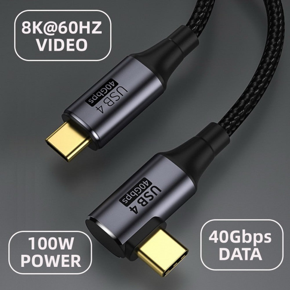 Chenyang Angled USB4 Cable 40Gbps with 100W Charging and 8K@60Hz 5K@60Hz USB4.0 Compatible with Thunderbolt3/4 CC-UC-076-RI