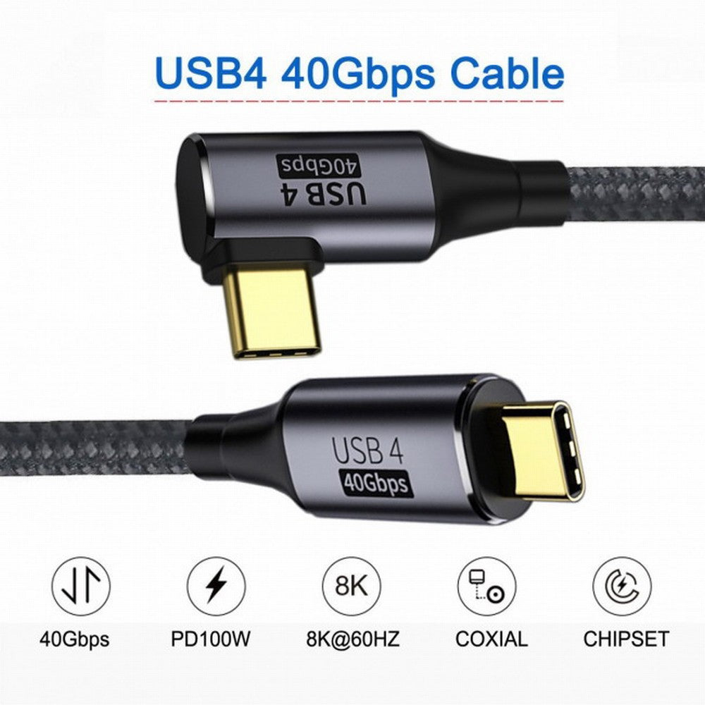 Chenyang Angled USB4 Cable 40Gbps with 100W Charging and 8K@60Hz 5K@60Hz USB4.0 Compatible with Thunderbolt3/4 CC-UC-076-RI