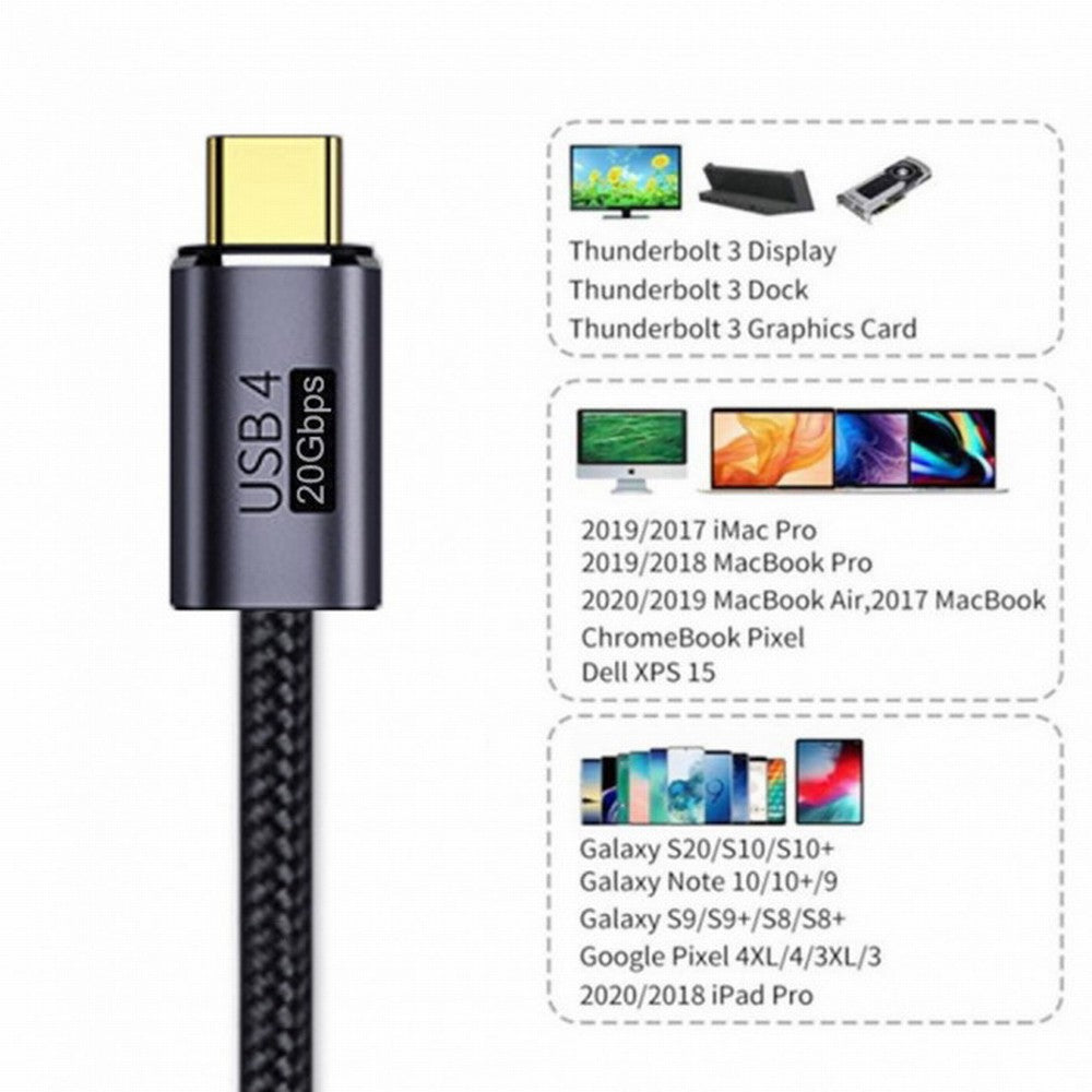 Chenyang Angled USB4 Cable 20Gbps with 100W Charging and 8K 5K@60Hz USB4.0 Compatible with Thunderbolt3/4 CC-UC-033-RI