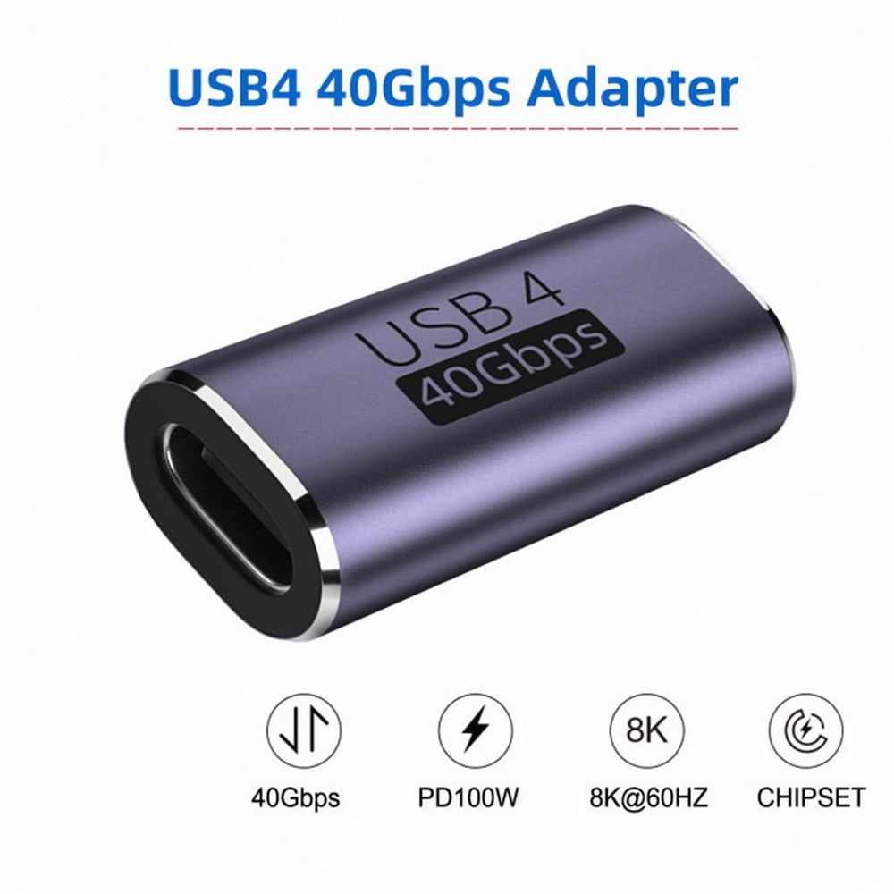 Chenyang 40Gbps USB4 Type C Female to Female 100W Power Data 8K Video Adapter Extender for Laptop Phone UC-026-FF