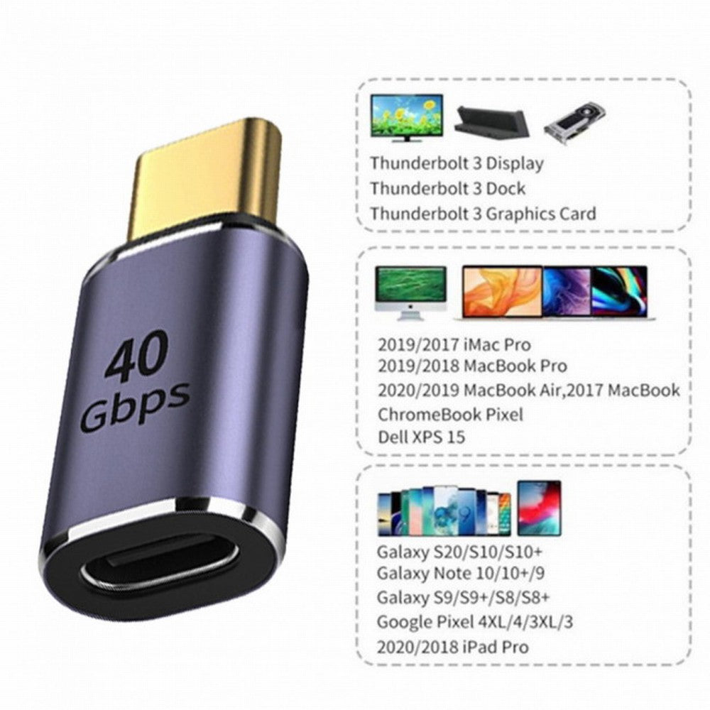 Chenyang 40Gbps USB4 Type C Male to Female Straight Connector 100W Power Data 8K Video Adapter for Laptop Phone UC-026-MF