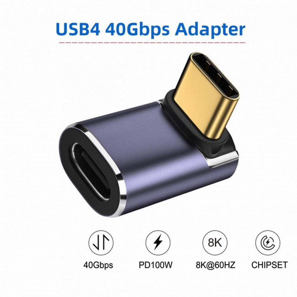 Chenyang 40Gbps USB4 Type C Male to Female 90 Degree Up Down Angled 100W Power Data 8K Video Adapter for Laptop Phone UC-026-UP