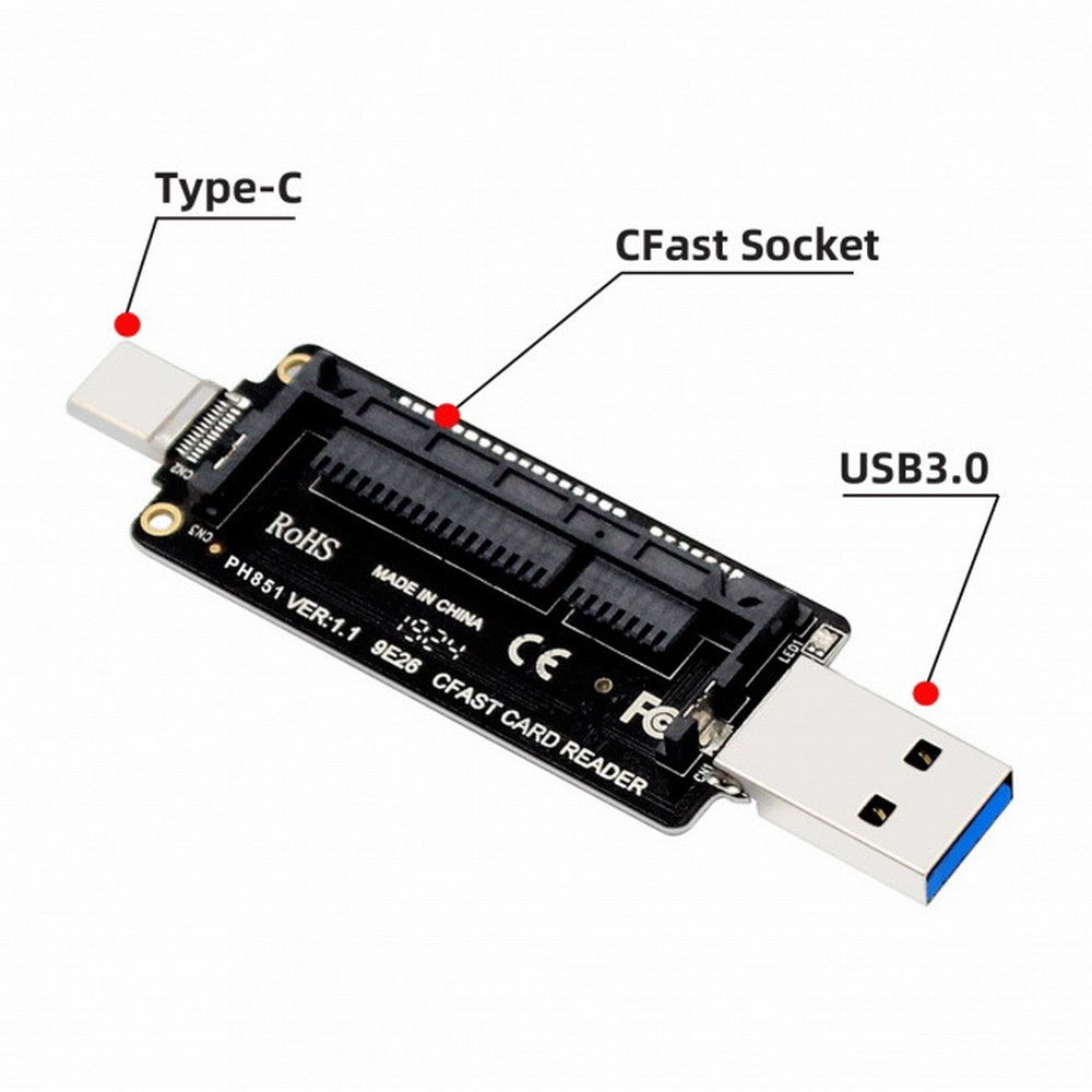 Chenyang USB-C USB3.0 Type-C to CFast 2.0 Card Adapter PCBA CFast Card Reader for Desktop Laptop U3-039