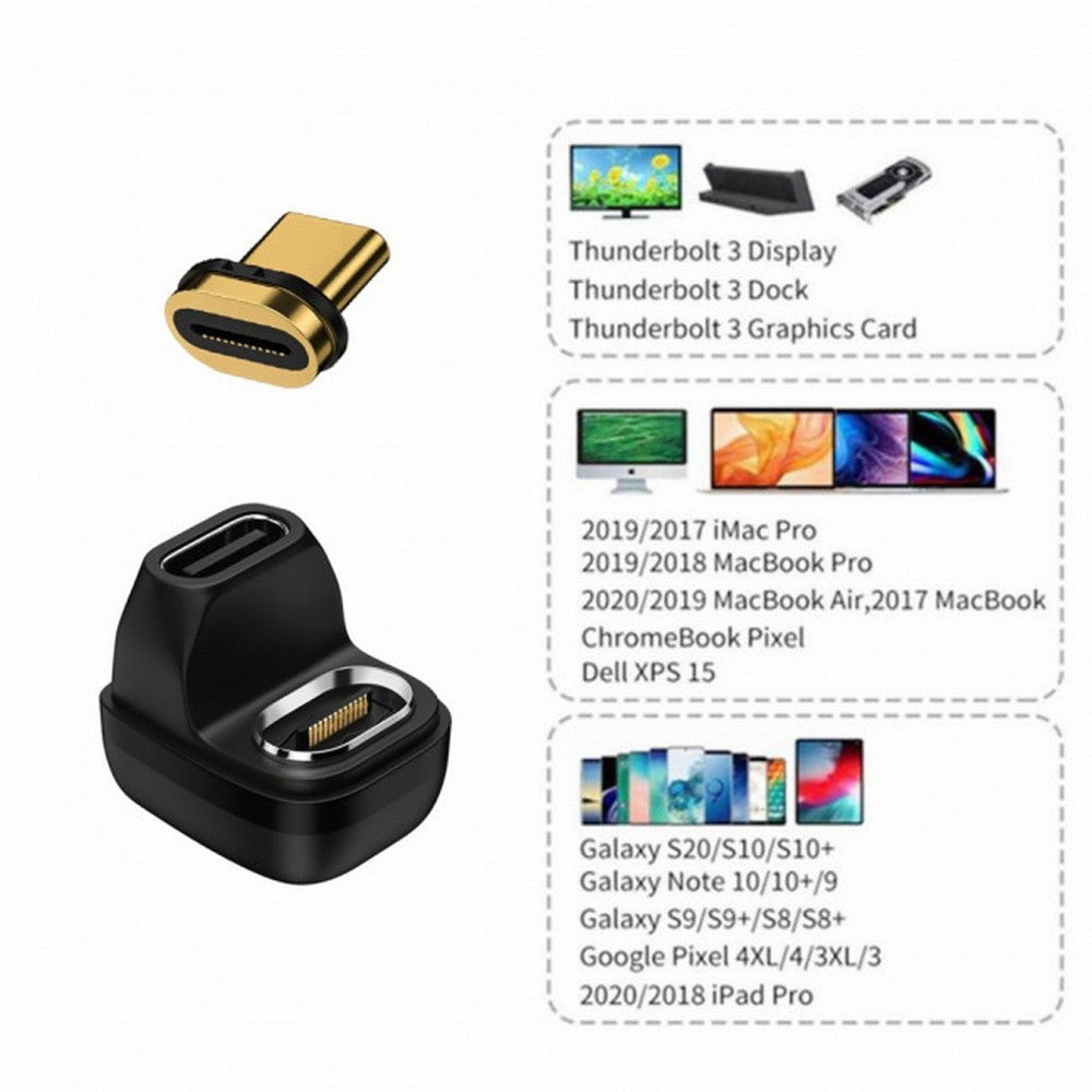 Chenyang Magnetic Connector 40Gbps USB4 Type C Male to Female Opposite U Shape Back Angled 100W Power Data 8K Video Adapter for Laptop Phone UC-028-OS