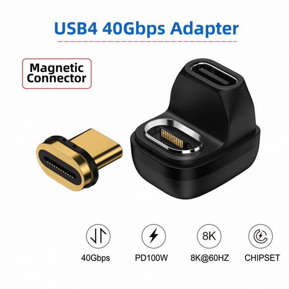 Chenyang Magnetic Connector 40Gbps USB4 Type C Male to Female Opposite U Shape Back Angled 100W Power Data 8K Video Adapter for Laptop Phone UC-028-OS