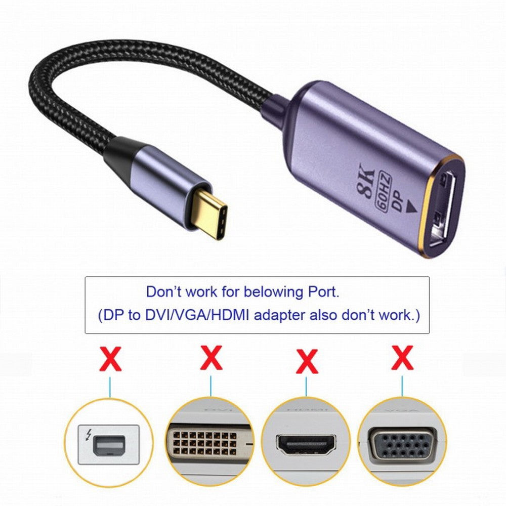 Chenyang USB4 USB-C Type-C Source to Displayport DP Female Cable Display 8K 60HZ UHD 4K Monitor Displays UC-006-D8K