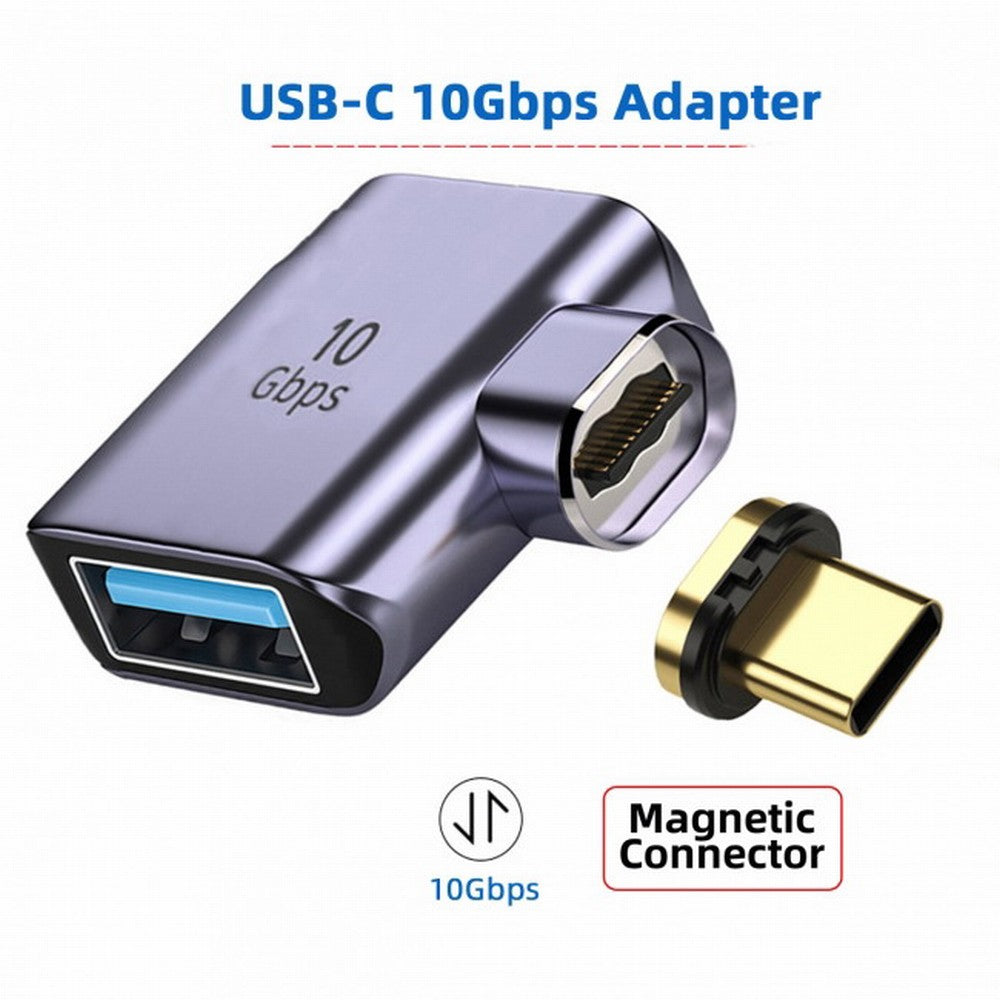 Chenyang Magnetic Connector 10Gbps Type C Male to USB3.0 Female 90 Degree Left Right Angled OTG Data Adapter for Laptop Phone UC-028-AFR