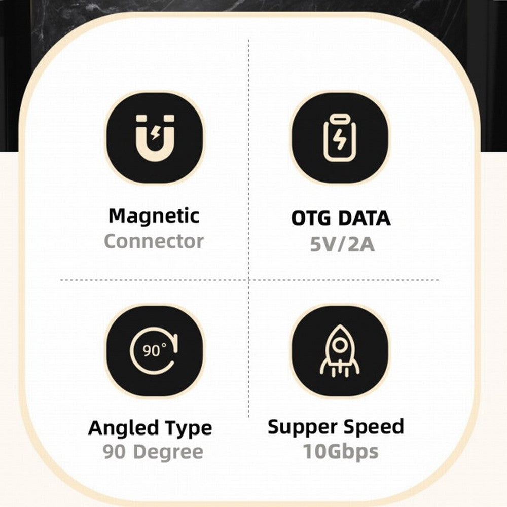 Chenyang Magnetic Connector 10Gbps Type C Male to USB3.0 Female 90 Degree Left Right Angled OTG Data Adapter for Laptop Phone UC-028-AFR