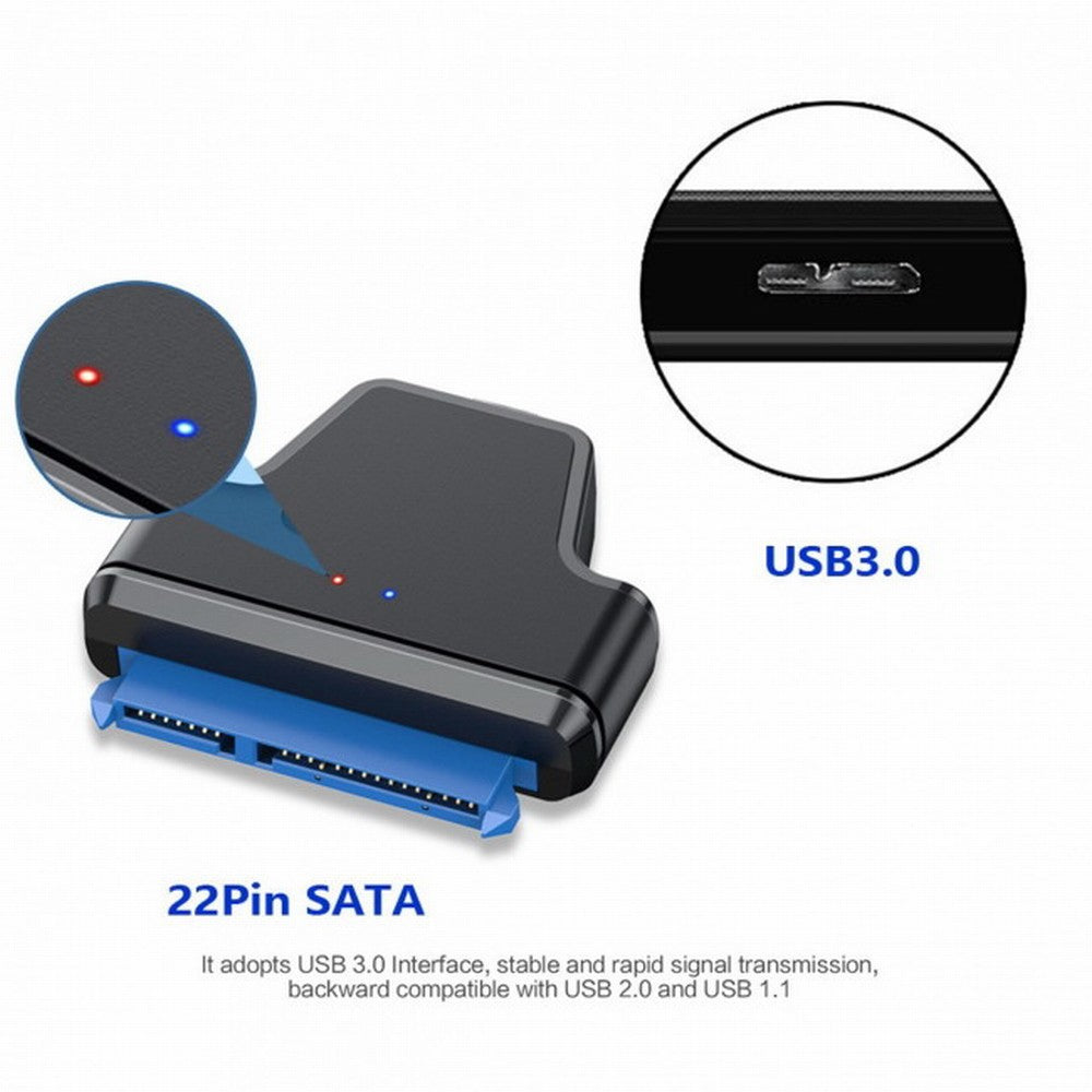 Chenyang 5Gbps Micro USB 3.0 to SATA 22Pin 7+15 Enclosure Adapter for 2.5" Hard Disk Drive SSD HDD Mass Storage Class U3-023