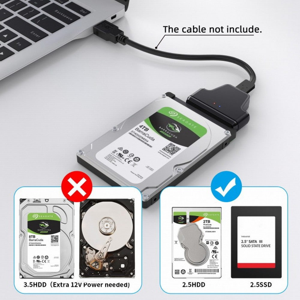 Chenyang 5Gbps Micro USB 3.0 to SATA 22Pin 7+15 Enclosure Adapter for 2.5" Hard Disk Drive SSD HDD Mass Storage Class U3-023