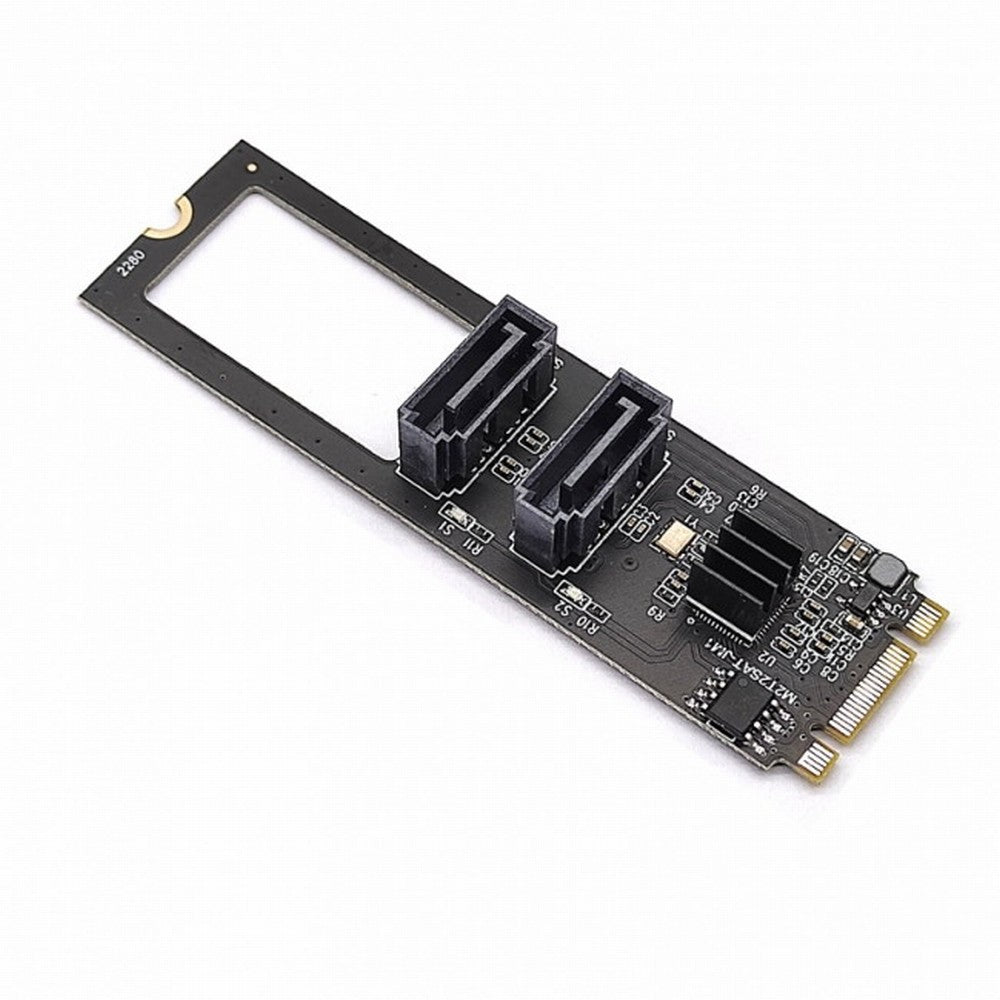 Chenyang NGFF Key B+M PCI Express to SATA 3.0 6Gbps Dual Ports Vertical Adapter Converter Hard Drive Extension Card JMB582 2280 SA-042