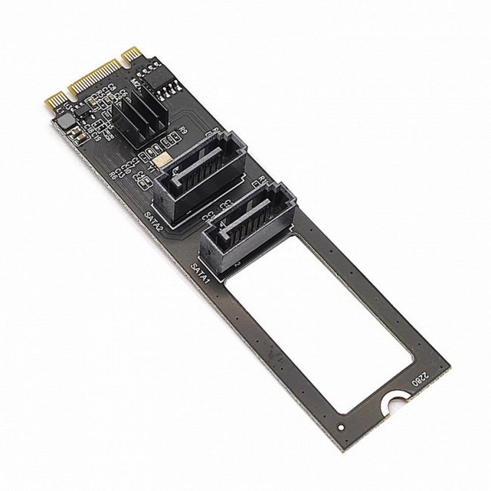 Chenyang NGFF Key B+M PCI Express to SATA 3.0 6Gbps Dual Ports Vertical Adapter Converter Hard Drive Extension Card JMB582 2280 SA-042