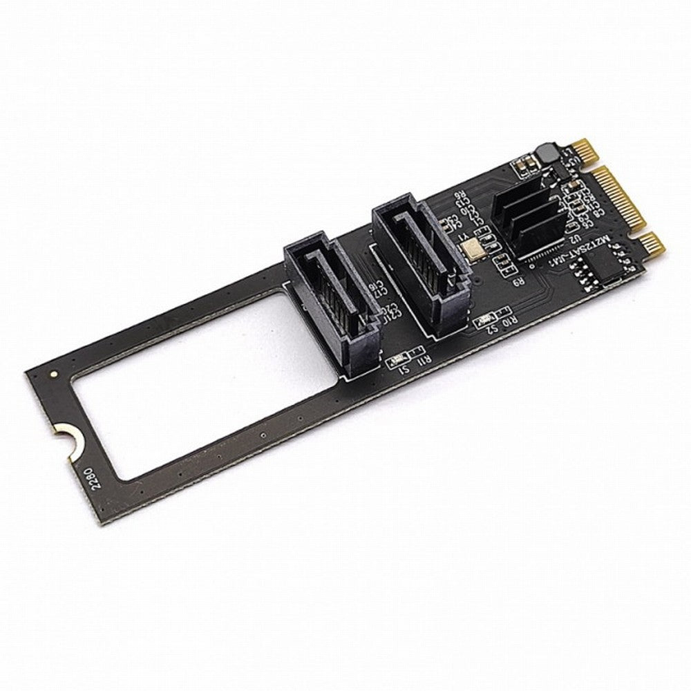 Chenyang NGFF Key B+M PCI Express to SATA 3.0 6Gbps Dual Ports Vertical Adapter Converter Hard Drive Extension Card JMB582 2280 SA-042