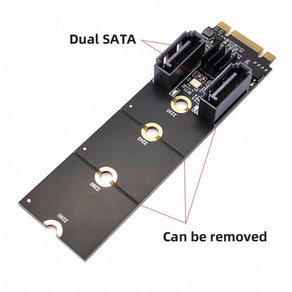 Chenyang NGFF Key B+M PCI Express to SATA 3.0 6Gbps Dual Ports Vertical Adapter Converter Hard Drive Extension Card JMB582 2230 2242 2260 2280 SA-043