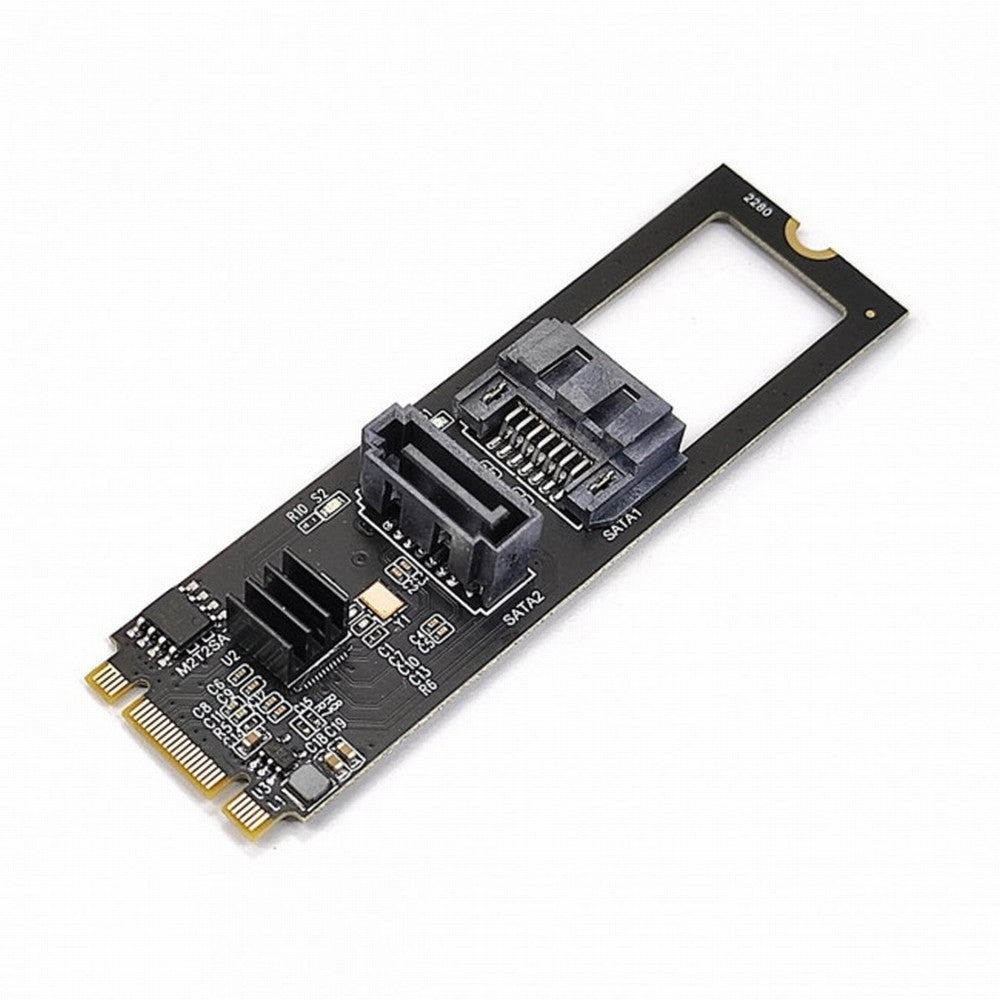 Chenyang NGFF Key B+M PCI Express to SATA 3.0 6Gbps Dual Ports Vertical Horizontal Adapter Converter Hard Drive Extension Card JMB582 2280 SA-044