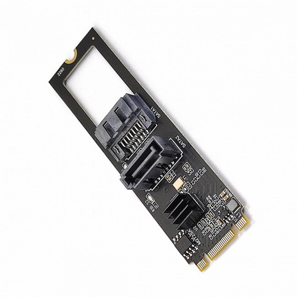 Chenyang NGFF Key B+M PCI Express to SATA 3.0 6Gbps Dual Ports Vertical Horizontal Adapter Converter Hard Drive Extension Card JMB582 2280 SA-044