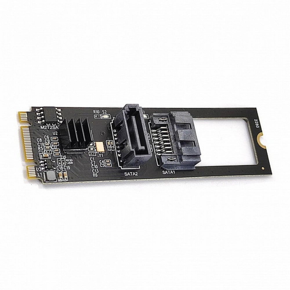 Chenyang NGFF Key B+M PCI Express to SATA 3.0 6Gbps Dual Ports Vertical Horizontal Adapter Converter Hard Drive Extension Card JMB582 2280 SA-044