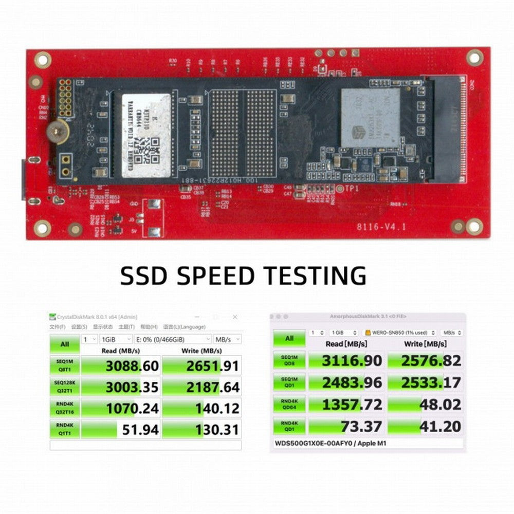 Chenyang Type-C USB4 40Gbps to PCI-E SSD Nvme NGFF M-key Convert Card Cable USB-C 10Gbps JHL7440 JMS583 UC-116-OD